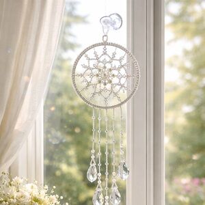 Hand Crafted Crystal Dreamcatcher with Pearls and Beads